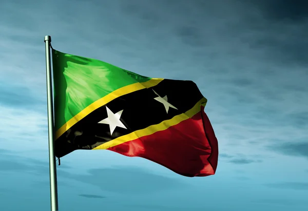 Saint Kitts and Nevis flag waving on the wind — Stock Photo, Image