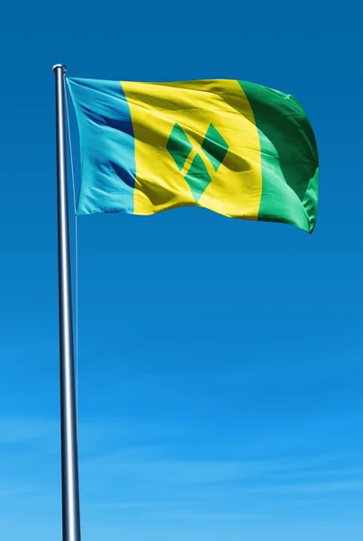 Saint Vincent and the Grenadines flag waving on the wind — Stock Photo, Image