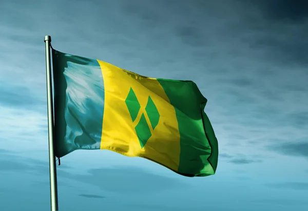 Saint Vincent and the Grenadines flag waving on the wind — Stock Photo, Image