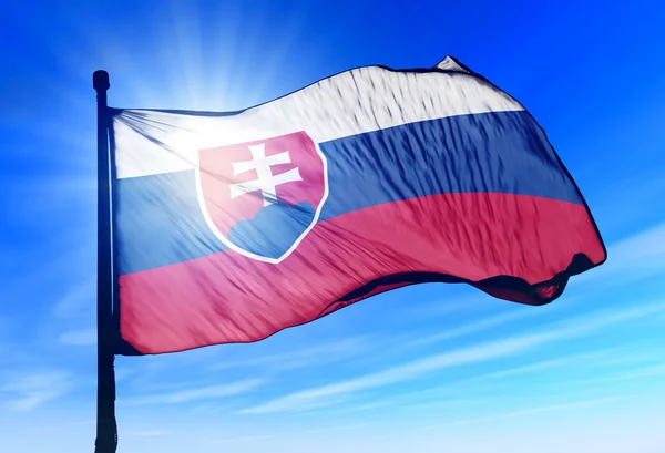 Slovakia flag waving on the wind — Stock Photo, Image