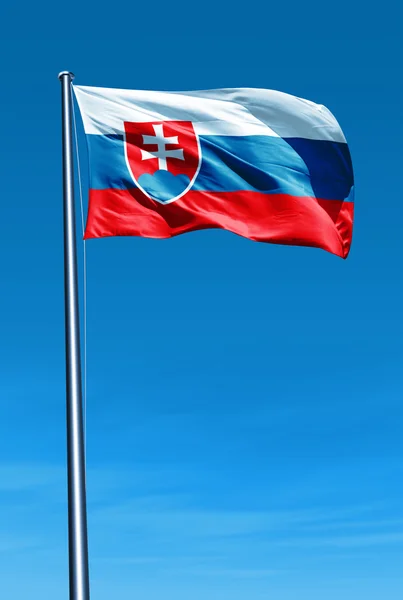 Slovakia flag waving on the wind — Stock Photo, Image