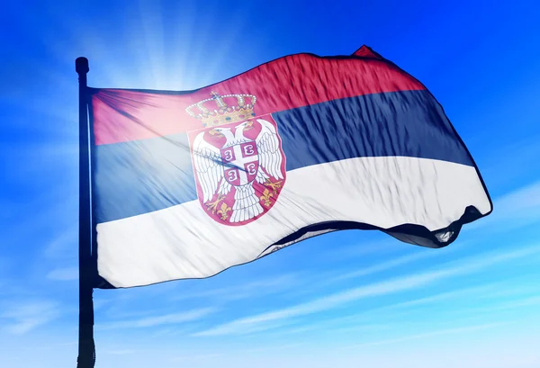 Serbia flag waving on the wind — Stock Photo, Image