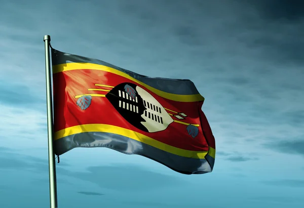 Swaziland flag waving on the wind — Stock Photo, Image