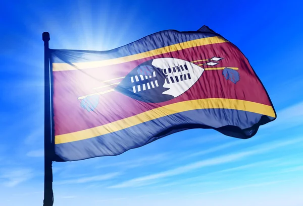 Swaziland flag waving on the wind — Stock Photo, Image