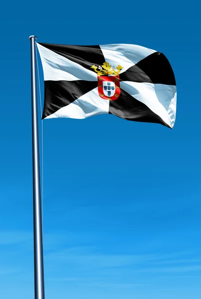 Bandera de Ceuta (ESPAÑA) ondeando al viento — Foto de Stock