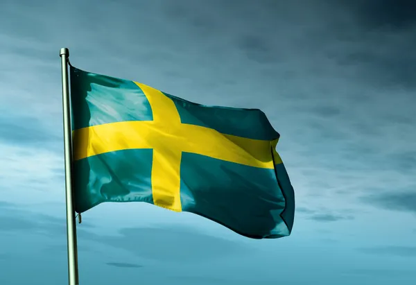 Sweden flag waving on the wind — Stock Photo, Image