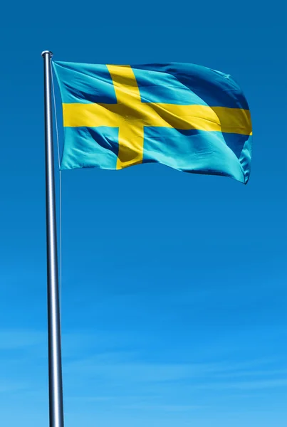 スウェーデンの旗が風に手を振っています。 — ストック写真