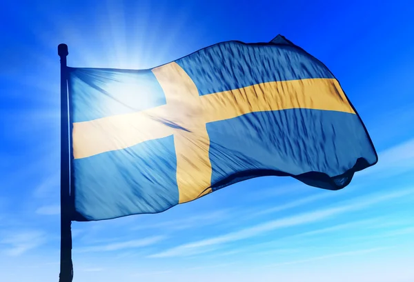 Sweden flag waving on the wind — Stock Photo, Image