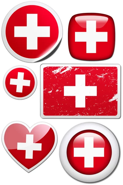 Etiketleri ve düğmeleri - İsviçre — Stok fotoğraf