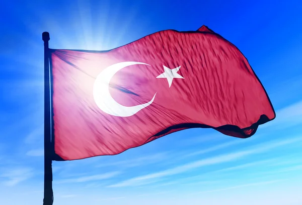 Turkey flag waving on the wind — Stock Photo, Image