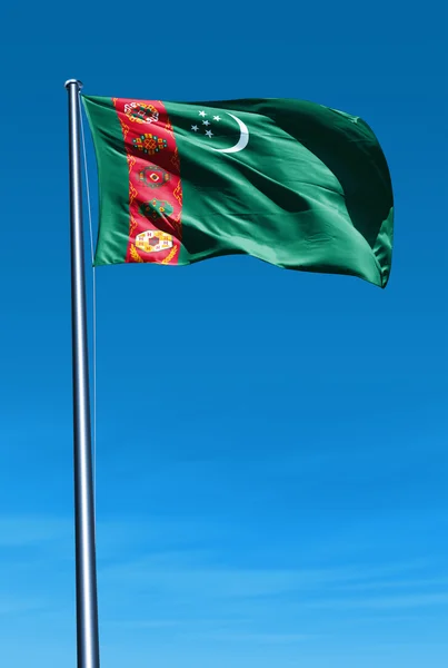 Bandera de Turkmenistán ondeando al viento — Foto de Stock