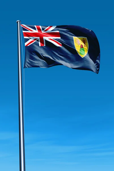 Turks en caicos eilanden vlag zwaaien op de wind — Stockfoto