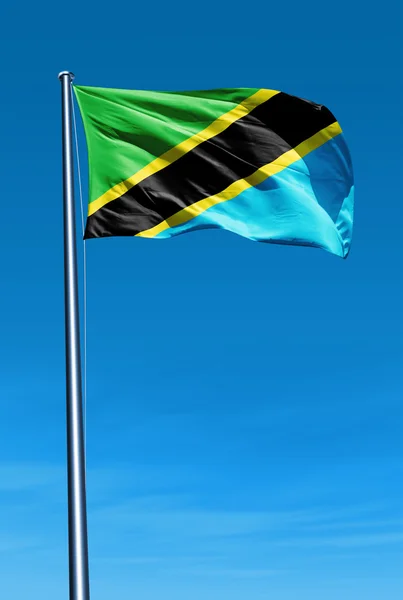 Tanzania vlag wapperend op de wind — Stockfoto