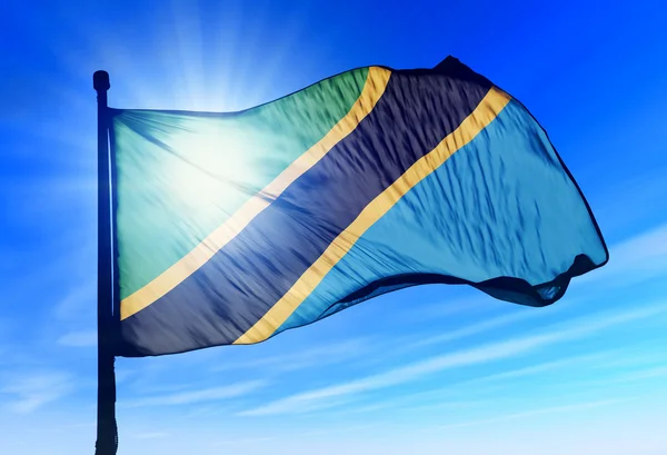 Tanzania flag waving on the wind — Stock Photo, Image