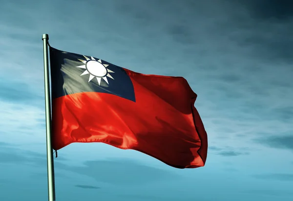 Taiwan flag waving on the wind — Stock Photo, Image