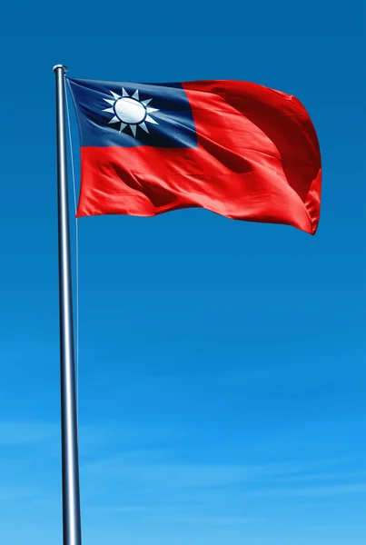 Taiwan flag waving on the wind — Stock Photo, Image