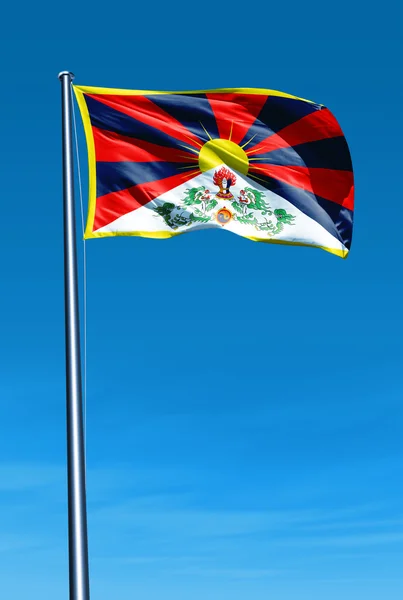 Bandeira do Tibete acenando ao vento — Fotografia de Stock