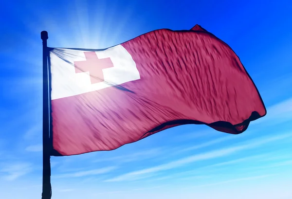 Tonga flag waving on the wind — Stock Photo, Image