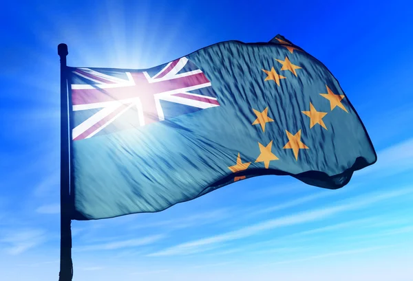 Bandiera Tuvalu sventola sul vento — Foto Stock