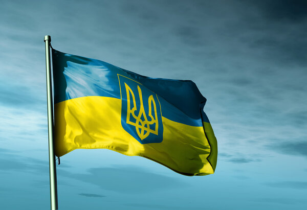 Ukraine flag waving on the wind