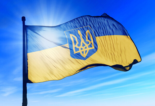 Ukraine flag waving on the wind