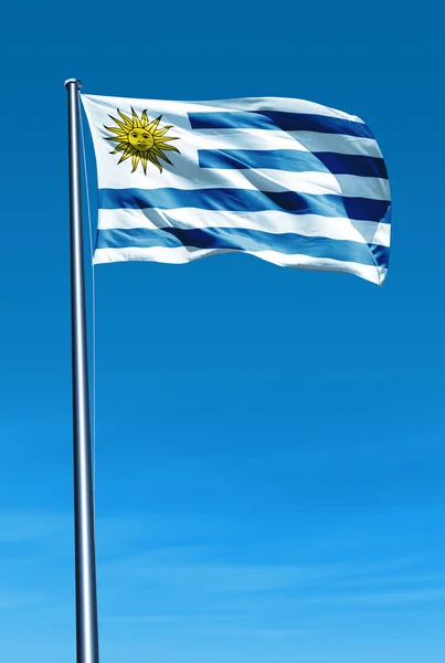 乌拉圭国旗在风中飘扬 — 图库照片