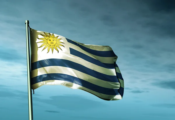 Bandera de Uruguay ondeando al viento — Foto de Stock