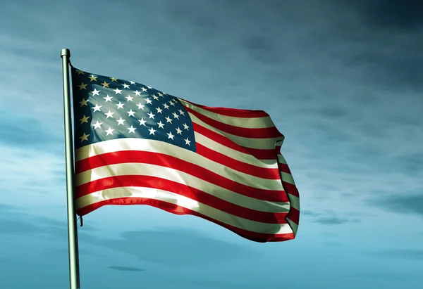 Flagge der Vereinigten Staaten weht im Wind — Stockfoto