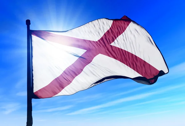 Alabama (usa) vlag zwaaien op de wind — Stockfoto