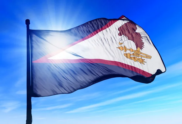 Amerikai Szamoa zászló integet a szél — Stock Fotó