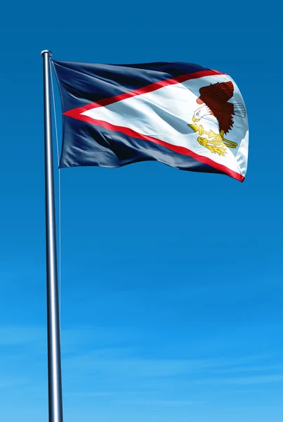 Bandeira de Samoa Americana acenando ao vento — Fotografia de Stock