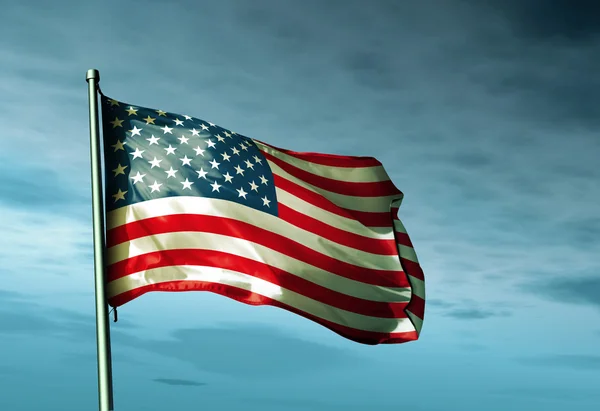Bandera de Estados Unidos ondeando en el viento Imagen de stock