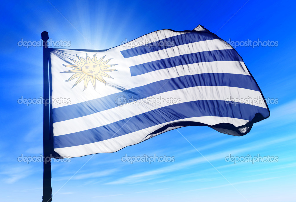 Uruguay flag waving on the wind