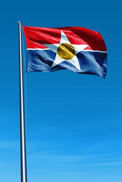 Rüzgarda sallayarak dallas (ABD) bayrağı — Stok fotoğraf