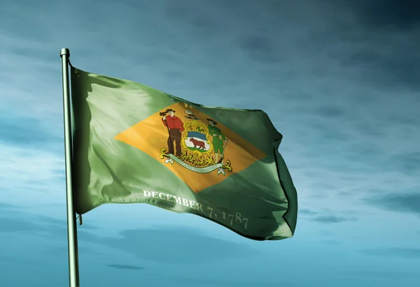Delaware (usa) vlajka mávala na vítr — Stock fotografie