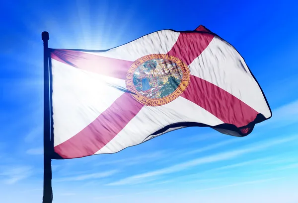 Bandeira da Flórida (EUA) acenando ao vento — Fotografia de Stock