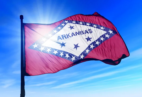 Flaga "Arkansas" (usa) na wiatr — Zdjęcie stockowe