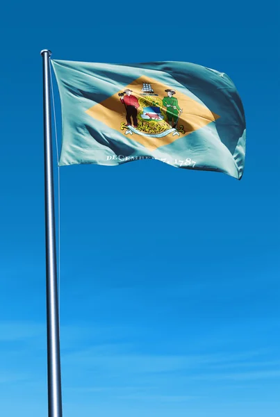 Bandera de Delaware (EE.UU.) ondeando al viento Imagen de archivo