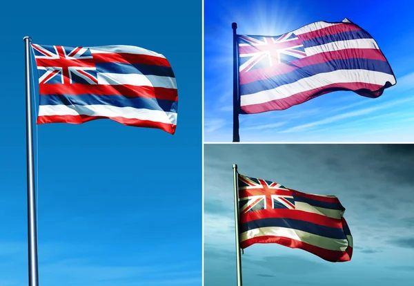 Havaí (EUA) bandeira acenando ao vento — Fotografia de Stock