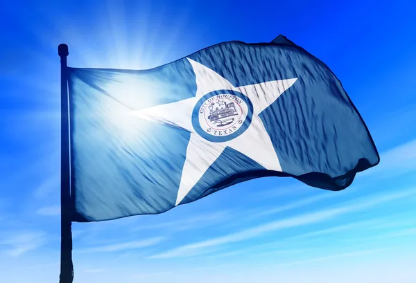 Х'юстон (США) прапор махав на вітрі — стокове фото