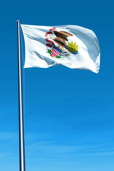 伊利诺伊州 (美国) 国旗在风中飘扬 — 图库照片