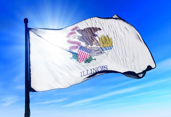 Bandera de Illinois (USA) ondeando al viento — Foto de Stock