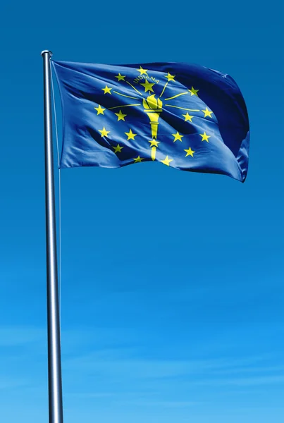 Indiana (USA) flag waving on the wind — Stock Photo, Image