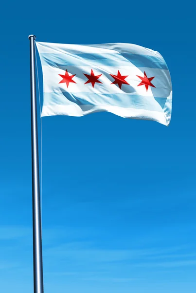 Drapeau de Chicago (USA) agitant le vent — Photo