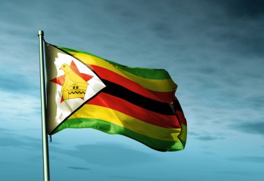 Zimbabve bayrağı sallayarak üzerinde Rüzgar