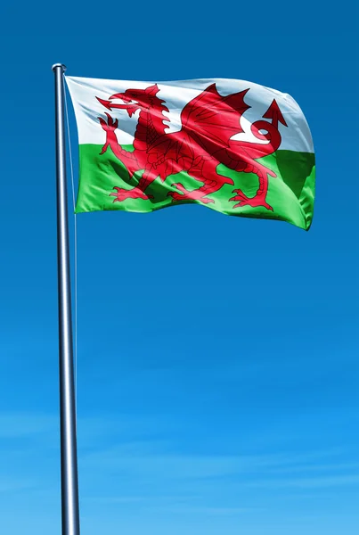 Wales vlag zwaaien op de wind — Stockfoto