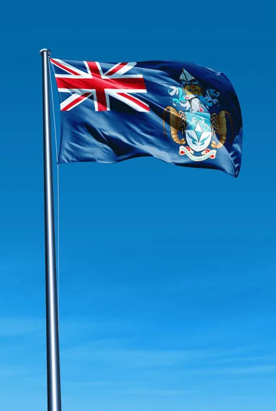 Tristan da Cunha flagga viftar på vinden — Stockfoto