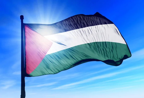 Bandeira dos palestinos acenando ao vento — Fotografia de Stock