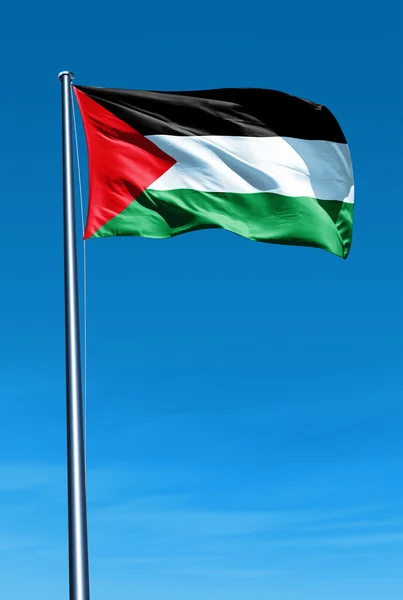 Палестинский флаг, размахивающий ветром — стоковое фото
