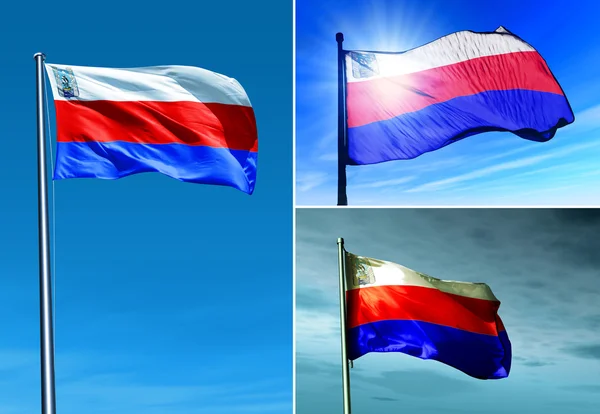 Bandeira de Maracaibo acenando ao vento — Fotografia de Stock
